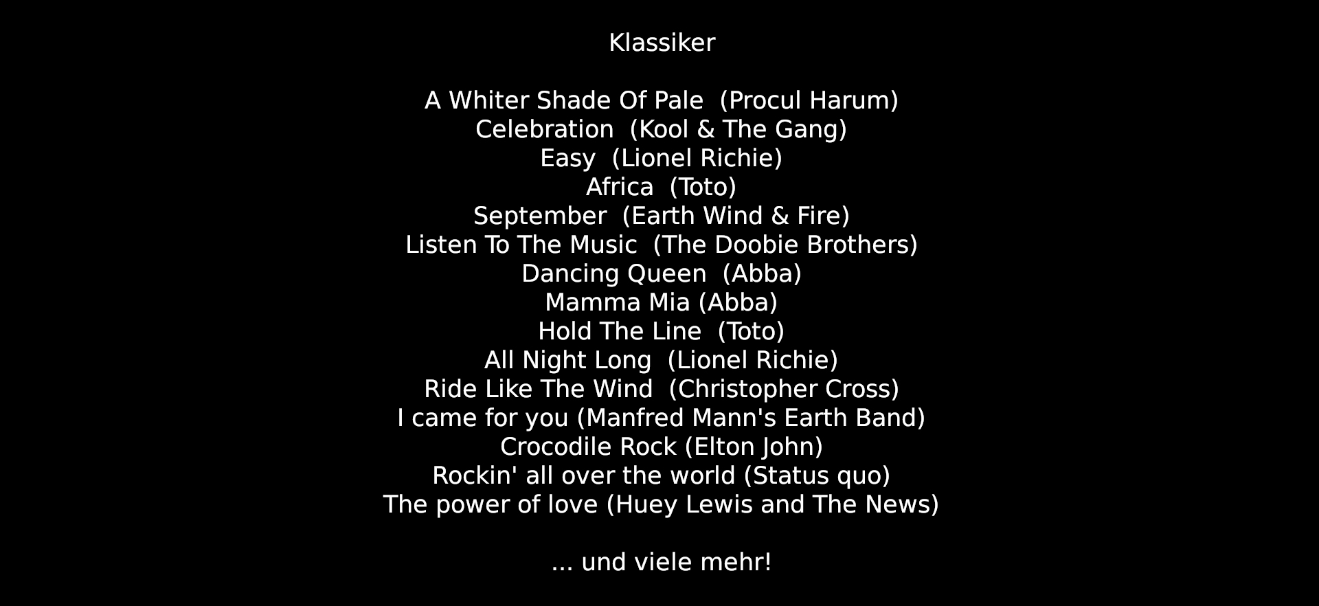 Setliste Chart-Hits