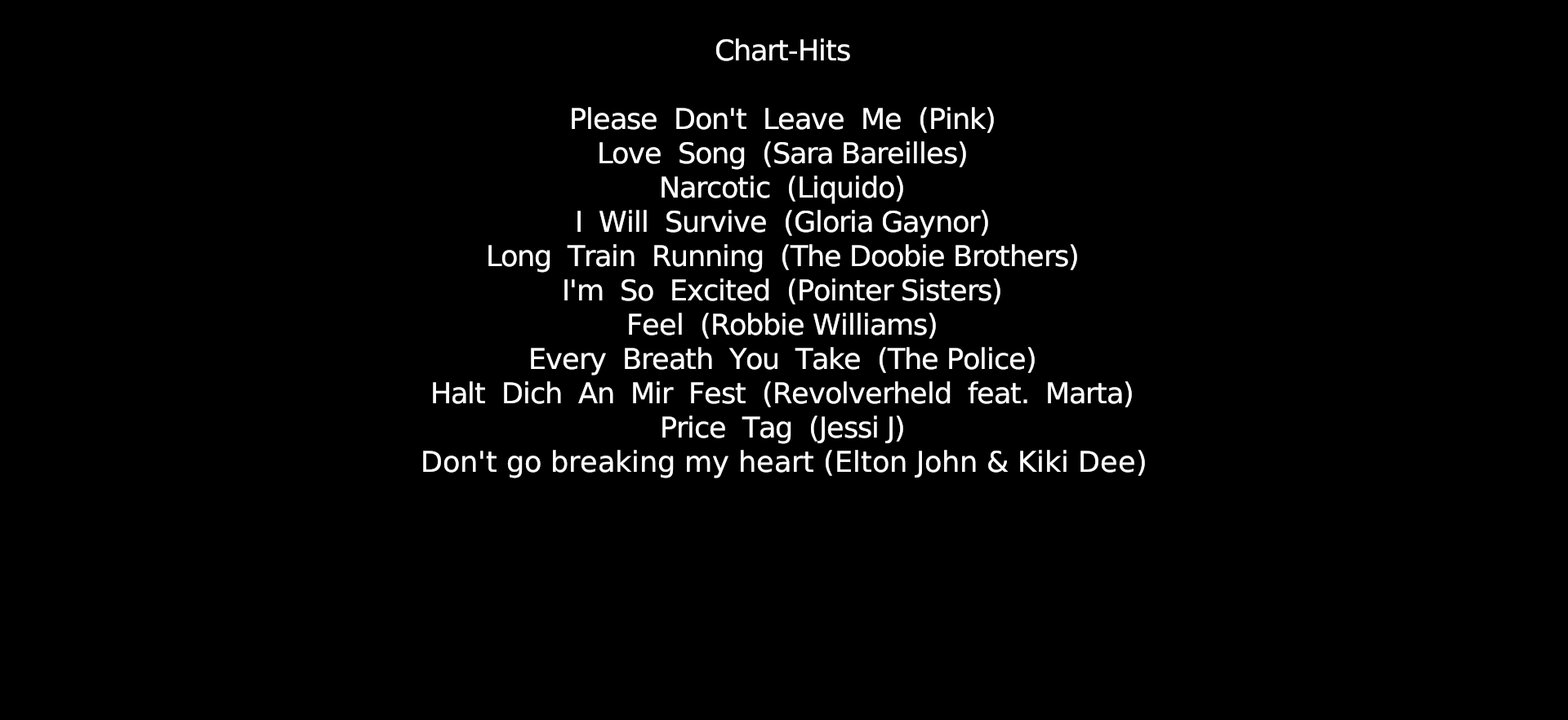 Setliste Raritäten